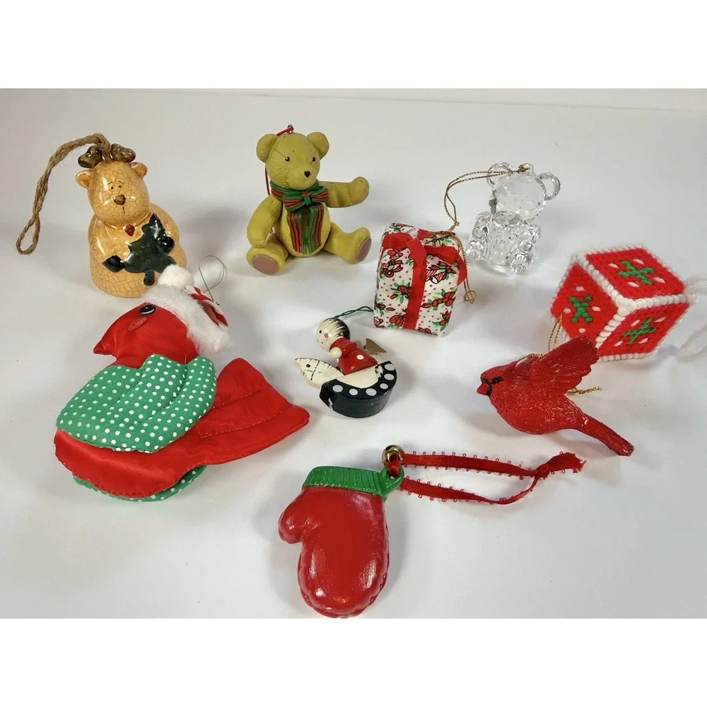 Vintage Christmas Ornaments Grandmacore | Cottagecore | Nostalgic Lot Of 9